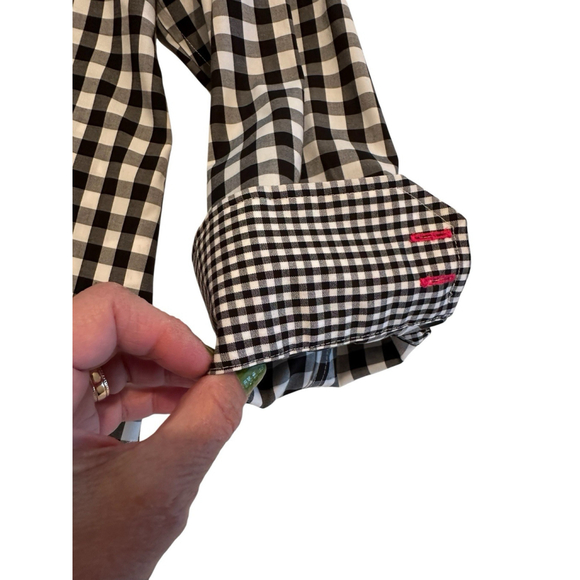 Talbots Gingham Check Button-down Blouse Womens 18W Black & White Fall Festival - Picture 12 of 17